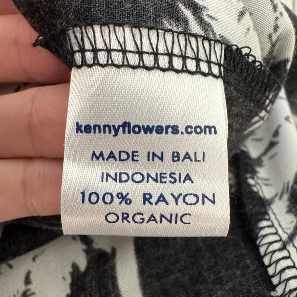 Kenny Flowers Moon Shine Maxi Dress Medium Black Palm Tree Tropical Resort NWT - Picture 10 of 11